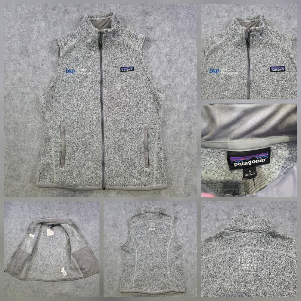 Patagonia Vest Womens Small Gray Better Sweater Fleece Full Zip BXP‎ Logo Jacket
